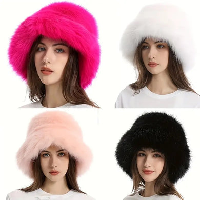 New Season Large Cossack Style Soft SUPER Fleecy Faux Fur Bucket hat - Women's Winter Hats
