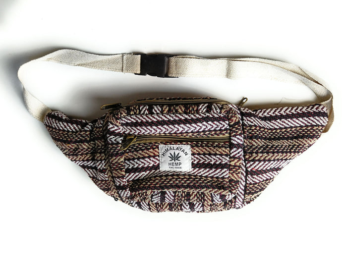 Himalaya Hand made Stripe Hemp cross body Bum Bag Fanny pack