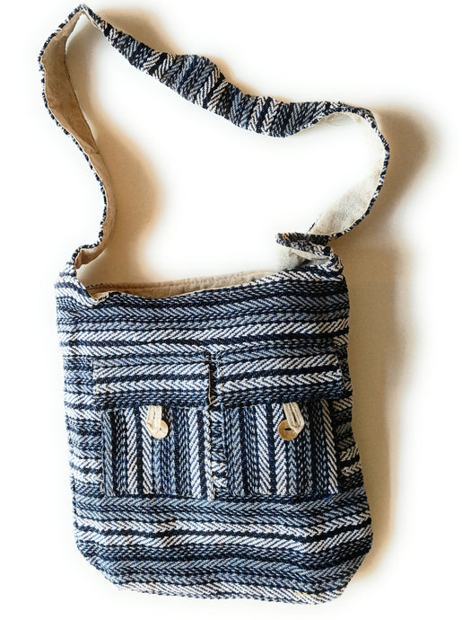 Himalaya Hand made Stripe Hemp Shoulder cross body  Bag