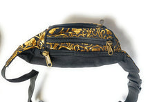 Funky floral gold foil Bum Bag Waist Bag Fanny Pack Festival Holiday Travel bags Black