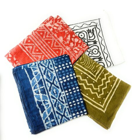 Colourful XL size hand block printed cotton Sarong wrap Beach Scarf