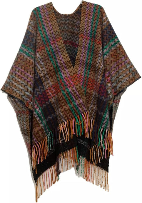 New Native American Najavo design shawl poncho Women's Large Knitted Sweater Cape Cardigan