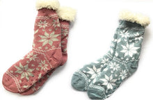 2 pair pack : Fair Isle Star plain pattern Warm Cozy FLEECE LINED winter slipper socks BUY ONE GET ONE FREE BLACK FRIDAY DEAL