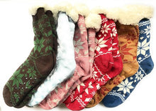 2 pair pack : Fair Isle Star plain pattern Warm Cozy FLEECE LINED winter slipper socks BUY ONE GET ONE FREE BLACK FRIDAY DEAL