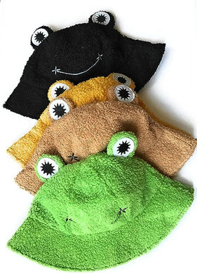 Cute Fleecy Borg  Frog Design Eyes Ear Bucket Hat - Festival Holiday Travel Fun Party Hats Christmas  Gifts