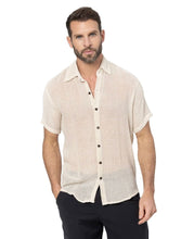 Hand crafted Hemp Cotton mesh Shirt Men Tops T shirts holiday summer wear Cream