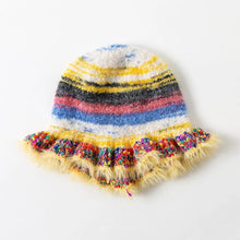 Gradient Ruffle Hem Knitted Bucket hat