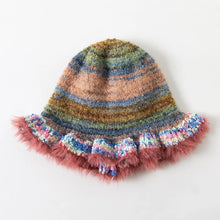 Gradient Ruffle Hem Knitted Bucket hat