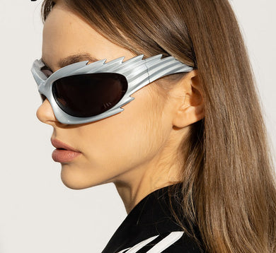 NEW Trending Rock Punky Sci fi spike ribbed wrap sunglasses women`s men's