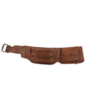 Leather Belt Bag, Hip Bag, Waist Bag, Travel Belt, Utility Belt with Four Pockets, Unisex, Handmade from Naturally Tanned Leather.
