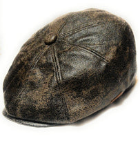 Stylish Faux Leather Distressed Look Panel Flat Cap - Men`s Classic Baker boy caps