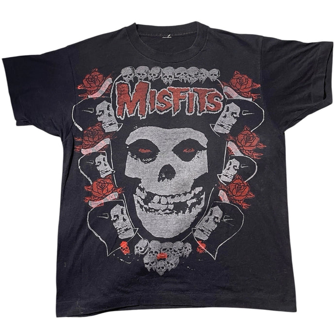 Vintage 90s Misfits Fiend Skull Single Stitch Punk Rock Band T Shirt Size L