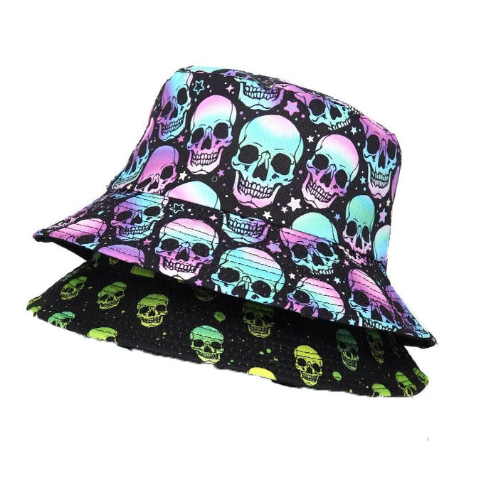 Cool New Season Rockers Revenge Skull Print Bucket Hat Women's Men`s Festival Metal Music Hats