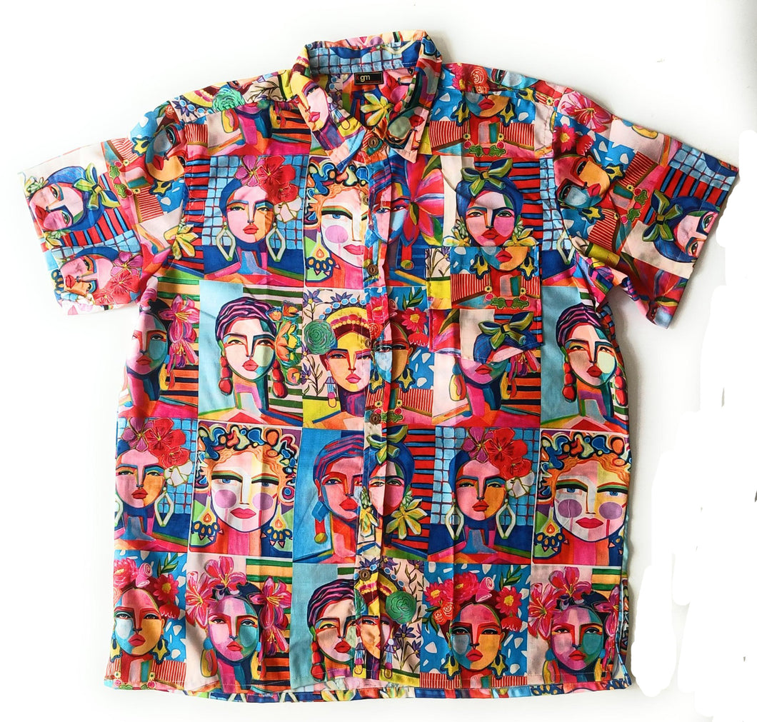 Colourful Frida Kahlo abstract print  Men  Tops T shirt holiday summer wear