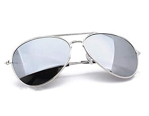 KGM Accessories Mirror Reflective Aviator Sunglasses (Silver)