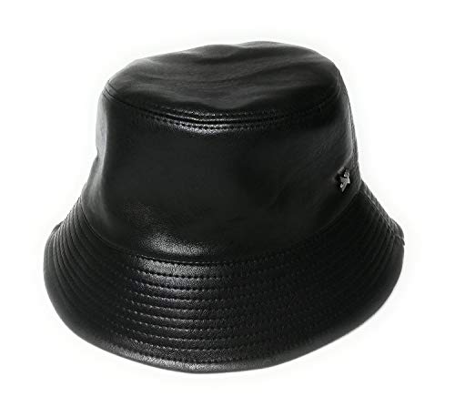 KGM Accessories Faux Leather bucket sun hat Black