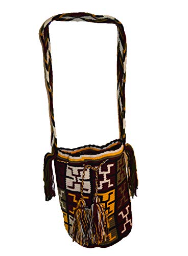 South American Pre Columbian Design Wayuu Hand Weave Crochet Shoulder Bag Mochilla