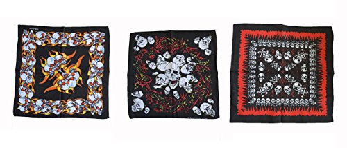 Heavy Metal Rock 3 Piece pack  skull design bandanna set