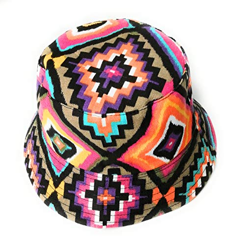 Colorful reversible Native American NAVAJO print bucket style sun hat