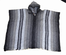 South American hand made wool poncho Grey Stripe
