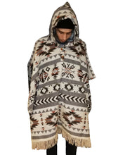 American Indian pattern hand made poncho Beige