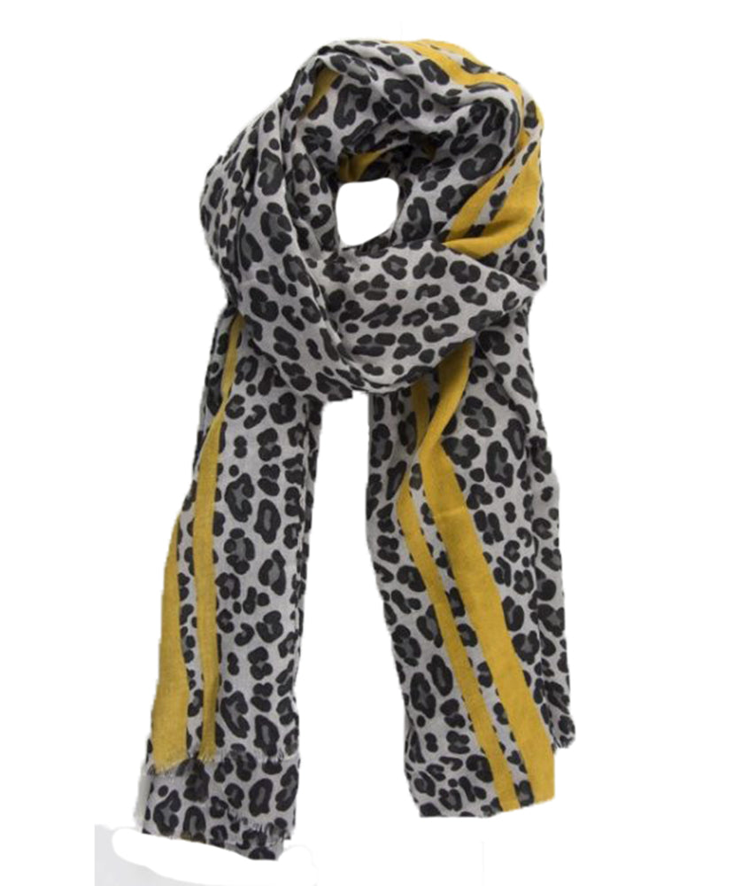 Leopard Color Border Print Scarf - Ladies Animal Print Scarves -Women's Soft Leopard ShawL