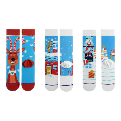KGM Accessories 6 Pair Multi-Pack Christmas Design Knitted Cotton Socks