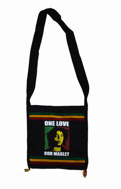 One love Bob Marley print shoulder bag